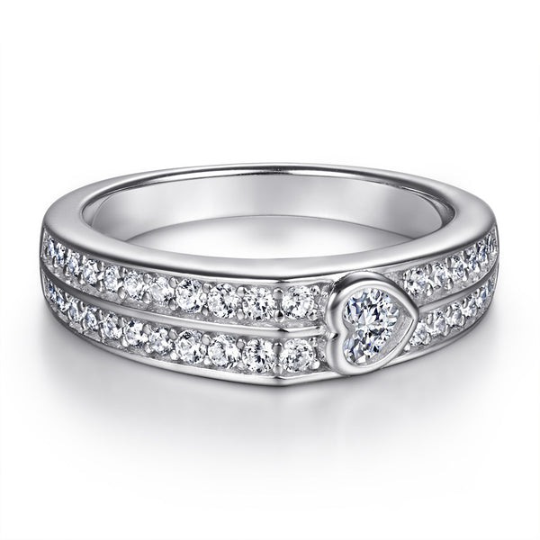 Anillo de Boda para Mujer Corazón con Diamantes en Fila - Image 4