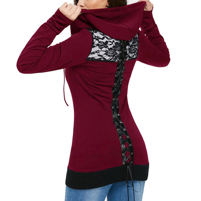 Abrigo Deportivo para Mujer con Capucha y Detalles de Encaje - Image 11