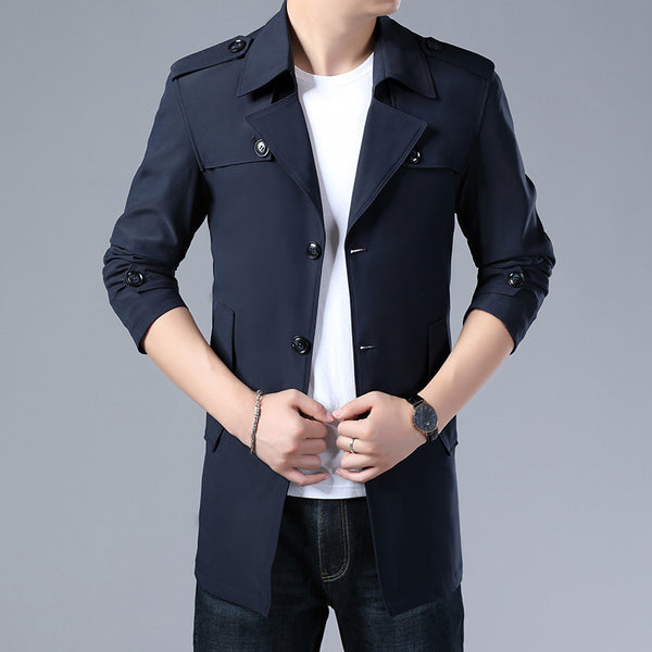 Abrigo Tipo Trinchera para Hombre Primavera Otoño - Corte Slim Clásico