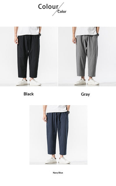 Pantalones Casuales Talla Grande Hombre - Corte Recto Algodón Lino Estilo Retro - Image 11