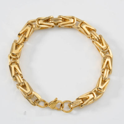 Pulsera de Oro para Hombre con Placa Curva y Diseño de Malla - Brazalete Hip-hop Elegante - Image 10