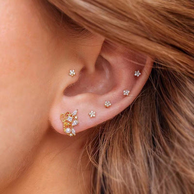Aretes de Flor Circón Estrella Luna Románticos - Image 9