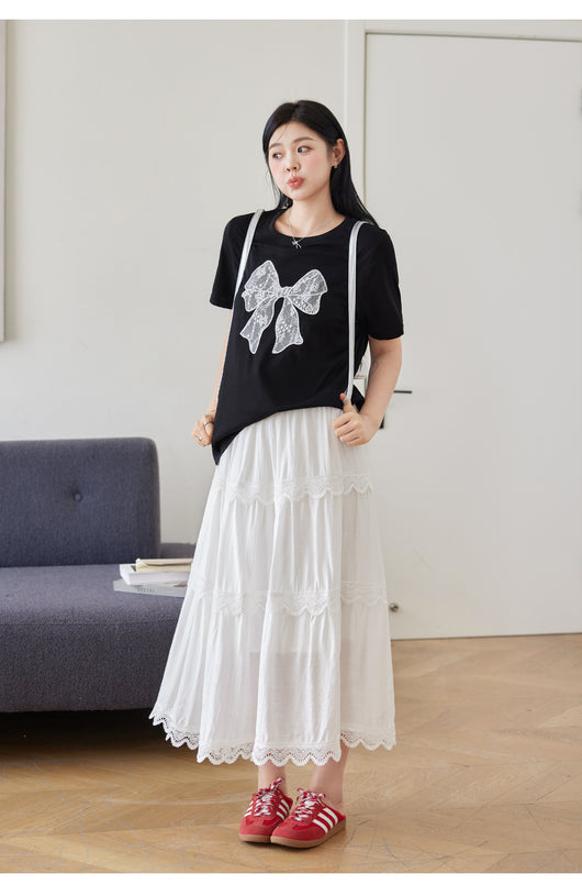 Blusa Corta con Encaje Mariposa - Camiseta Elegante y Versátil - Image 9