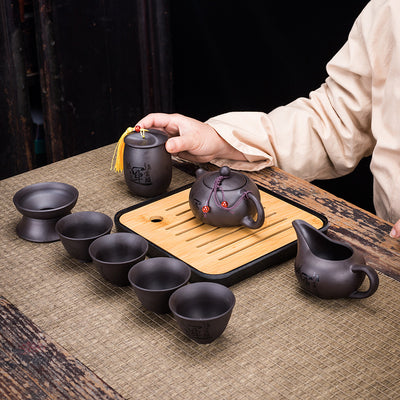 Juego de Té Portátil Zisha: Una Tetera y Cuatro Tazas