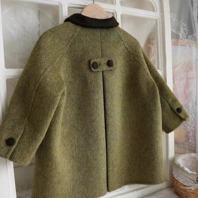 Abrigo de Lana Retro Verde Militar Niños - Corte Medio - Image 2