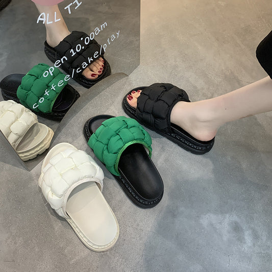 Pantuflas Tejidas de Suela Gruesa para Mujer - Comodidad de Verano