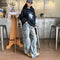 Pantalones Anchos Tipo Street Work con Costura en Bolsillos para Mujer