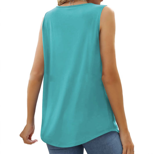 Chaleco Suelto Estampado con Cuello Halter Plisado para Mujer - Perfecto para Verano - Image 8