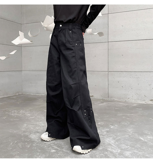 Pantalones Anchos Plisados Hombre - Corte Relajado Oscuro - Image 15