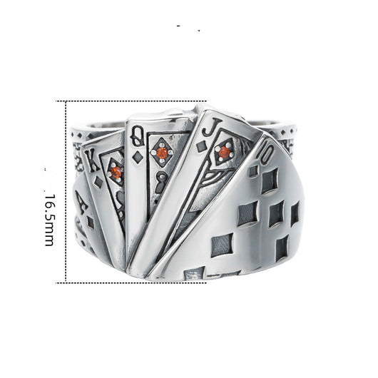 Anillo de Plata Esterlina Tonghuashun Poker Retro para Hombre - Image 10