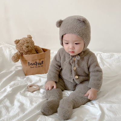 Pijama Enterizo de Bebé en Felpa Mink con Patrón Osito y Pies Cerrados - Image 8