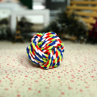 Pink and white braided cotton rope ball pet toy for dogs, designed for chewing and play. - Image 7