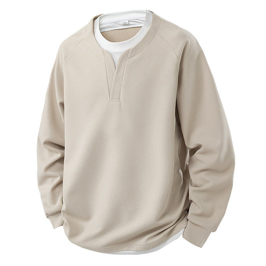 Suéter Waffle V-Cuello Bicolor Casual Versátil para Mujer - Image 8