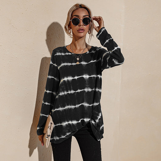 Playera Mujer Cuello Redondo con Estampado de Rayas