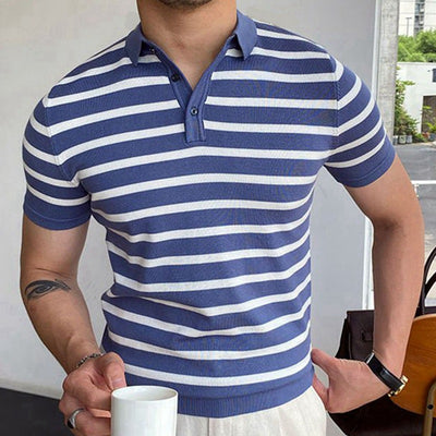 Polo de Negocios a Rayas Azules para Hombre - Image 3