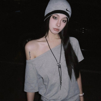 Blusa Casual Hombros Descubiertos con Mangas Cortas