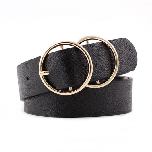 Cinturón Ancho de Cuero PU con Hebilla Doble Redonda - Image 10