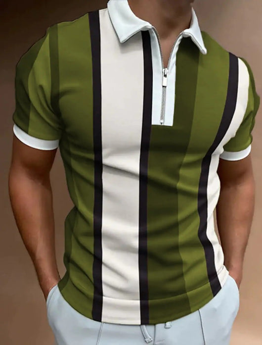 Polo Slim Fit a Rayas con Solapa Clásica para Hombre - Image 24