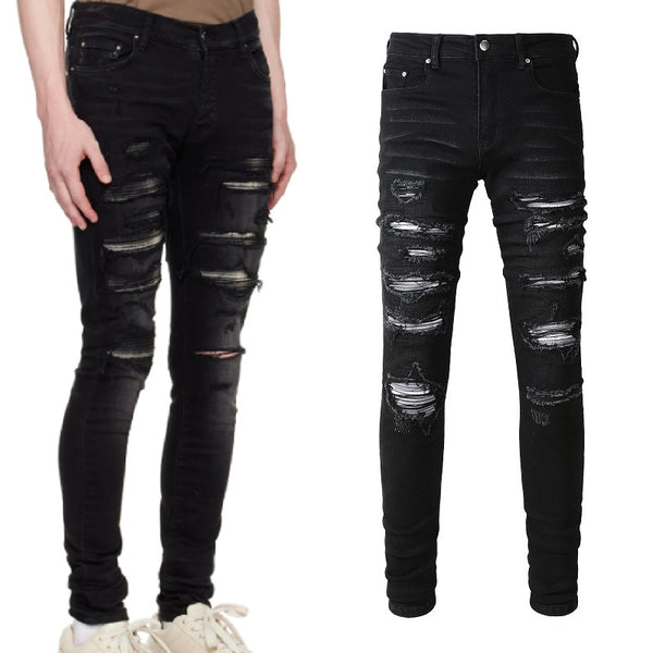 Jeans Slim Fit Elásticos Grises y Blancos para Hombre