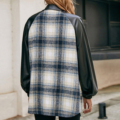 Chaqueta Casual de Cuadros con Paneles Sueltos y Bolsillos Dobles - Image 4