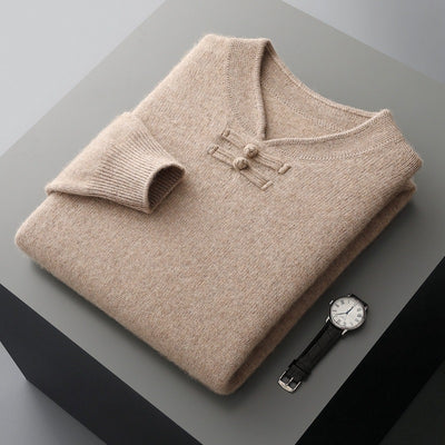 Suéter de Lana Pura con Cuello Alto Vintage para Hombre - Image 7