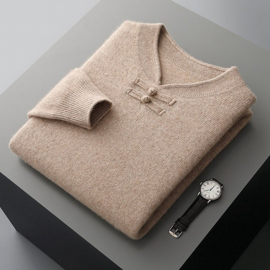 Suéter de Lana Pura con Cuello Alto Vintage para Hombre - Image 7