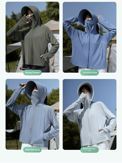 Ropa de Protección Solar Tipo Ice Silk con Ala Ancha para Mujer - Image 22