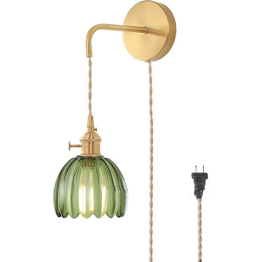 Lámpara Colgante Retro Japonesa Cobre y Vidrio Ámbar - Image 5