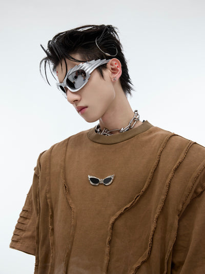 Remera Oversize con Efecto Desgastado y Hombros Acolchados - Image 5