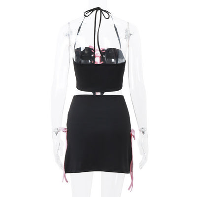 Conjunto Sexy de Falda y Top Halter con Detalle de Moño y Tiras Cruzadas - Image 13