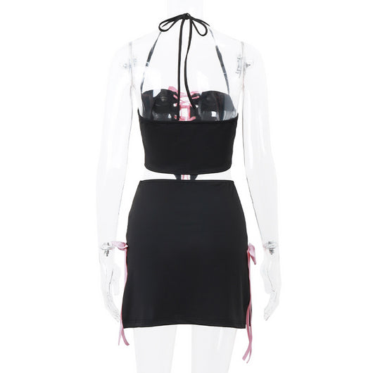 Conjunto Sexy de Falda y Top Halter con Detalle de Moño y Tiras Cruzadas - Image 13
