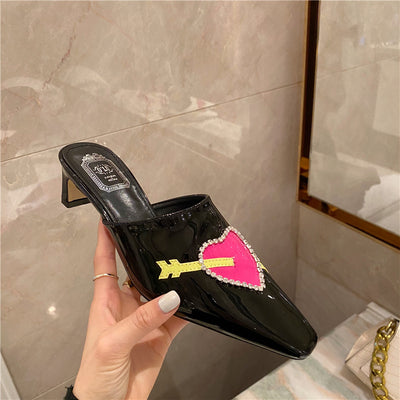 Pantuflas de Tacón Grueso con Punta Cuadrada y Detalles de Cristal - Image 9