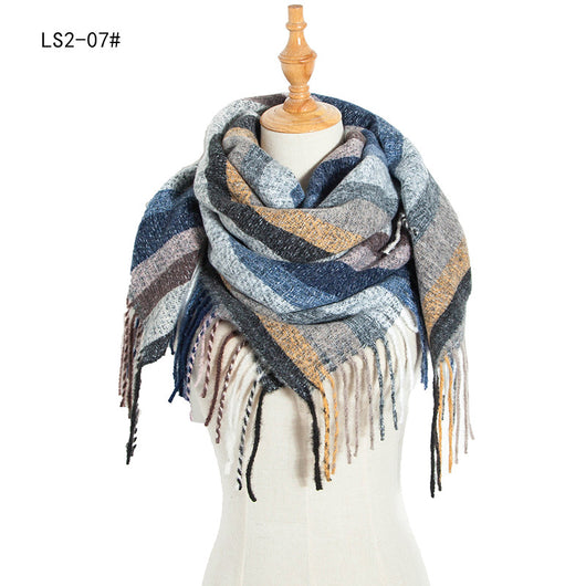 Pañuelo Cuadrado Rayado con Flecos para Mujer y Hombre - Image 25
