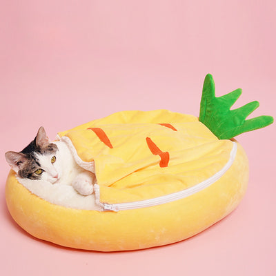 Cama Nido para Gatos Semiencerrada con Bolsa Térmica Extraíble - Zanahoria - Image 6