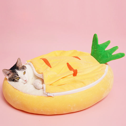 Cama Nido para Gatos Semiencerrada con Bolsa Térmica Extraíble - Zanahoria - Image 6