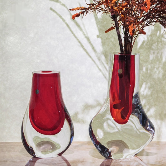 Jarrón de Cristal Colorido para Arreglos Florales y Decoración de Mesa