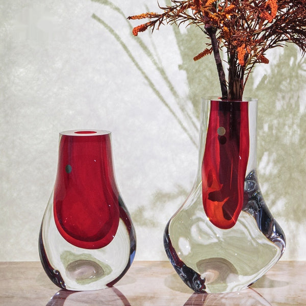 Jarrón de Cristal Colorido para Arreglos Florales y Decoración de Mesa