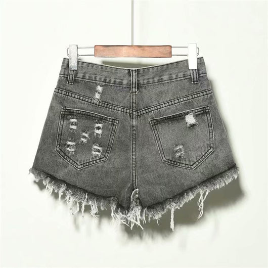 Shorts Vaqueros Sueltos Cintura Alta para Mujer Verano con Rotos - Image 7