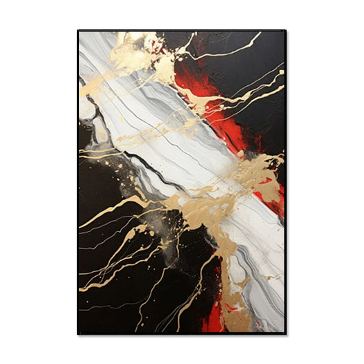 Cuadro Abstracto Dorado Rojo Negro Pintura al Óleo Original Hecha a Mano Decoración Contemporánea - Image 5
