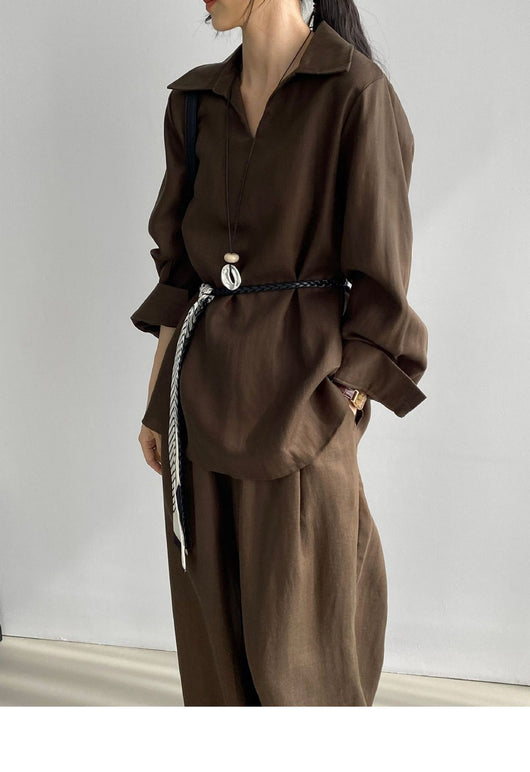 Conjunto de Blusa Casual y Pantalón Ancho con Cintura Elástica - Image 19