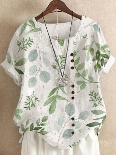 Camiseta Suelta de Manga Corta con Estampado Retro para Mujer - Image 6