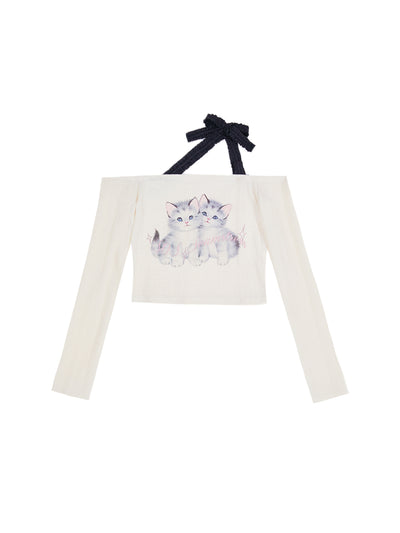 Blusa Asimétrica de Manga Larga Slim Fit Hombro Descubierto - Image 2