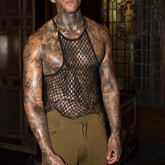 Chaleco de Malla Transparente Estilo Europeo y Americano para Hombre - Image 20