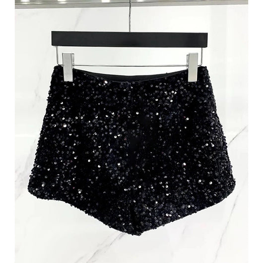 Shorts de Diseño Industrial con Lentejuelas y Costuras Decorativas - Image 3