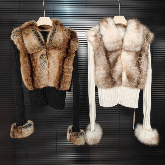Suéter Slim Fit Ecológico con Patchwork de Lana y Detalles de Piel - Colección Invierno