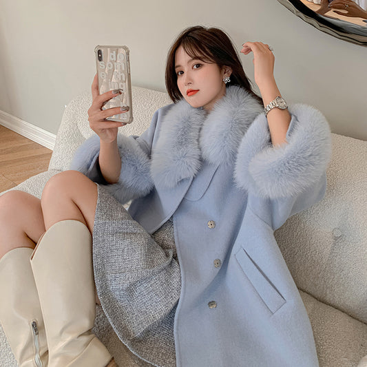 Abrigo Largo de Tweed Reversible Estilo Hada