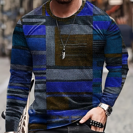 Playera Manga Larga Cuello Redondo con Estampado Digital 3D para Hombre