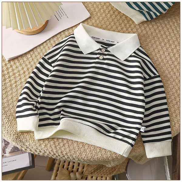 Sudadera con Capucha Estilo Universitario a Rayas para Niños