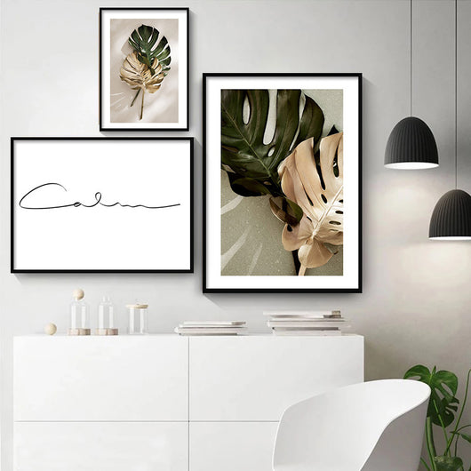 Póster Decorativo Hojas Verdes y Doradas para Sala de Estar - Image 15