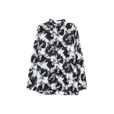 Camisa Suelta con Cuello Solapa y Estampado Tie-Dye en Tinta - Image 2